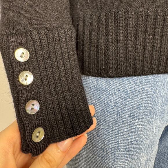 VNT Italian Merino Wool Black Turtleneck Sweaters Medium Petite Dark Academia - Picture 3 of 4